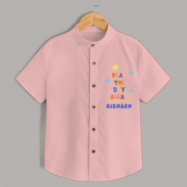 Elevate Your Sons Casual Attire With Our "Play The Day Away" Stylish Shirts - PEACH - 0 - 6 Months Old (Chest 21")