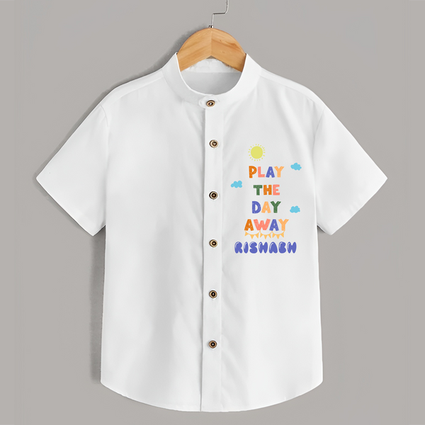 Elevate Your Sons Casual Attire With Our "Play The Day Away" Stylish Shirts - WHITE - 0 - 6 Months Old (Chest 21")