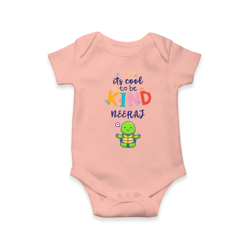 Enhance Your Boys Style Quotient With Our "Its Cool to Be Kind" Casual Romper - PEACH - 0 - 3 Months Old (Chest 16")