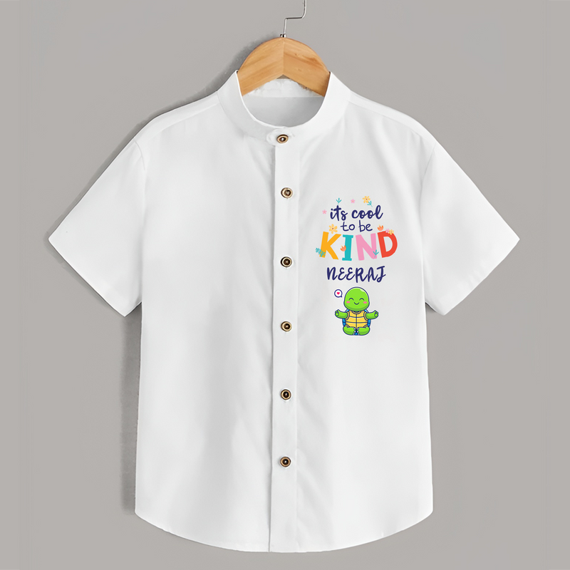 Enhance Your Boys Style Quotient With Our "Its Cool to Be Kind" Casual Shirts - WHITE - 0 - 6 Months Old (Chest 21")