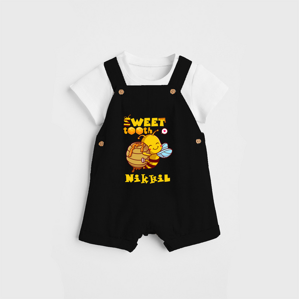 Add a Touch of Whimsy to Their Wardrobe With Our "Sweet Tooth" Customized Dungaree set - BLACK - 0 - 5 Months Old (Chest 18")