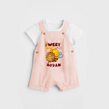 Add a Touch of Whimsy to Their Wardrobe With Our "Sweet Tooth" Customized Dungaree set - PEACH - 0 - 5 Months Old (Chest 18")