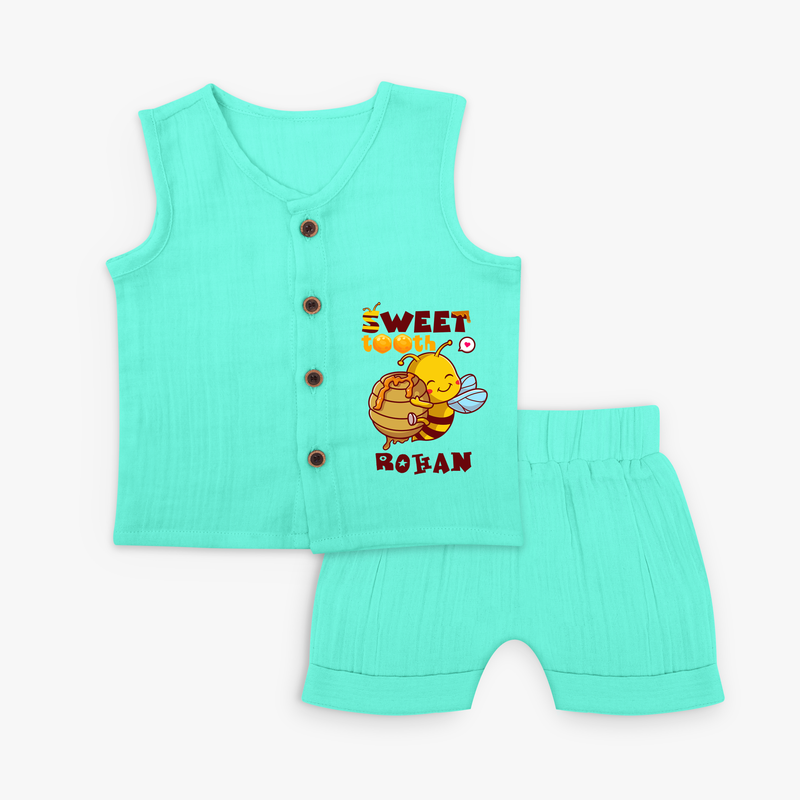 Add a Touch of Whimsy to Their Wardrobe With Our "Sweet Tooth" Customized Jabla set - AQUA GREEN - 0 - 3 Months Old (Chest 9.8")