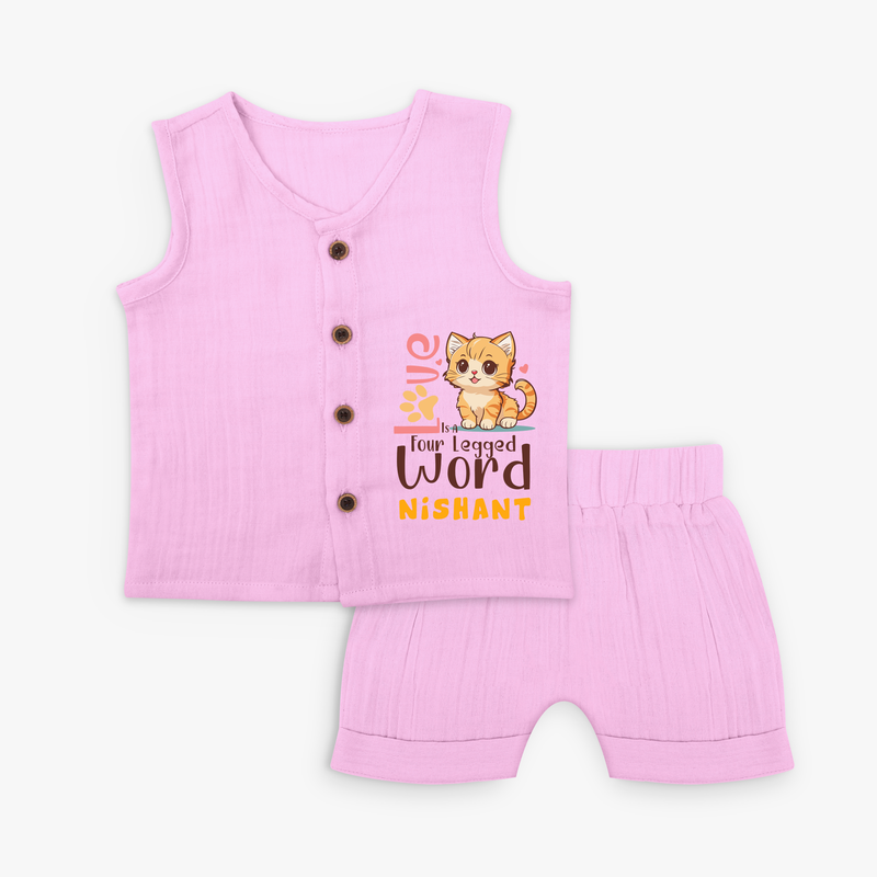 Refresh Your Sons Wardrobe With "Love is a Four Legged Word" Customized Jabla set - LAVENDER ROSE - 0 - 3 Months Old (Chest 9.8")