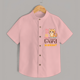 Refresh Your Sons Wardrobe With "Love is a Four Legged Word" Casual Shirts. - PEACH - 0 - 6 Months Old (Chest 21")