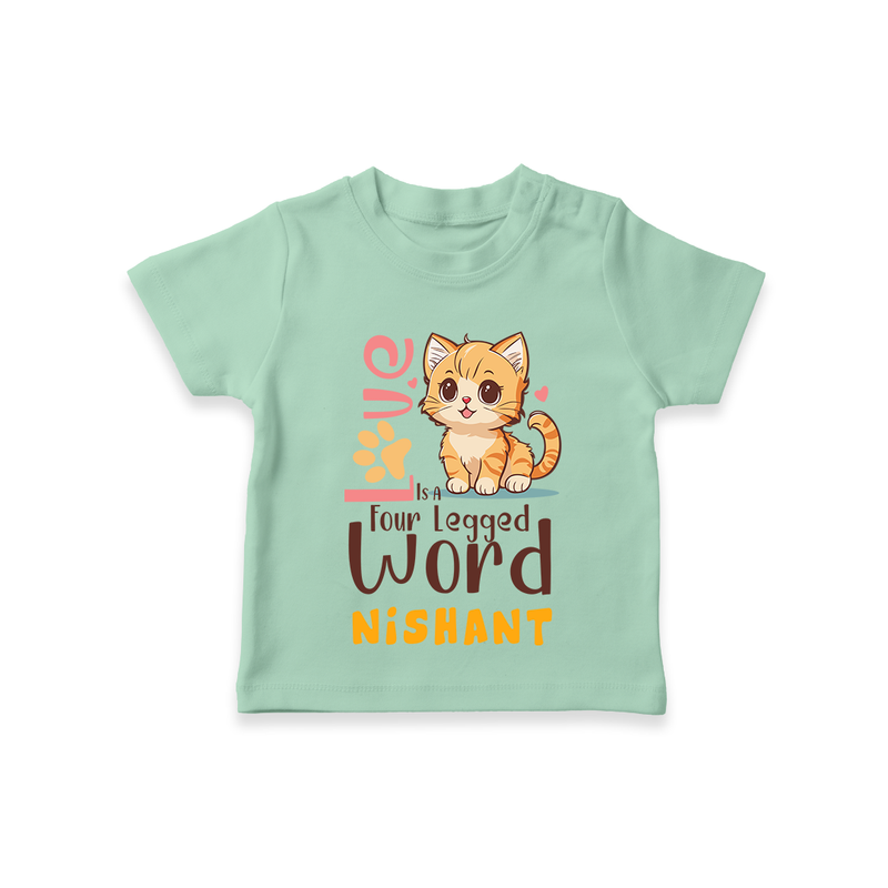 Refresh Your Sons Wardrobe With "Love is a Four Legged Word" Casual T-Shirts - MINT GREEN - 0 - 5 Months Old (Chest 17")