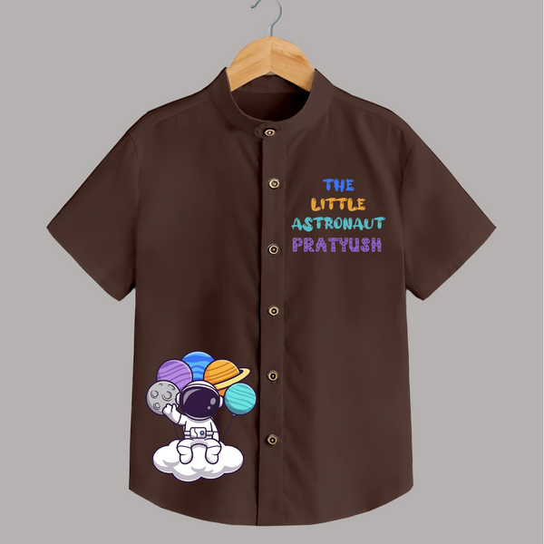 The Little Astronaut Shirt | Personalized Shirt for Future Space Explorers - CHOCOLATE BROWN - 0 - 6 Months Old (Chest 23")