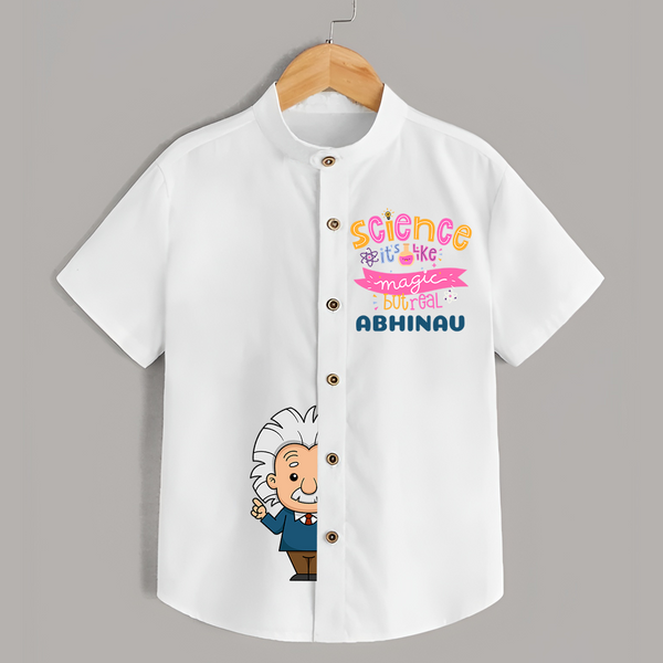 Science: It's Like Magic But Real Shirt | Personalized Shirt for Young Scientists - WHITE - 0 - 6 Months Old (Chest 23")