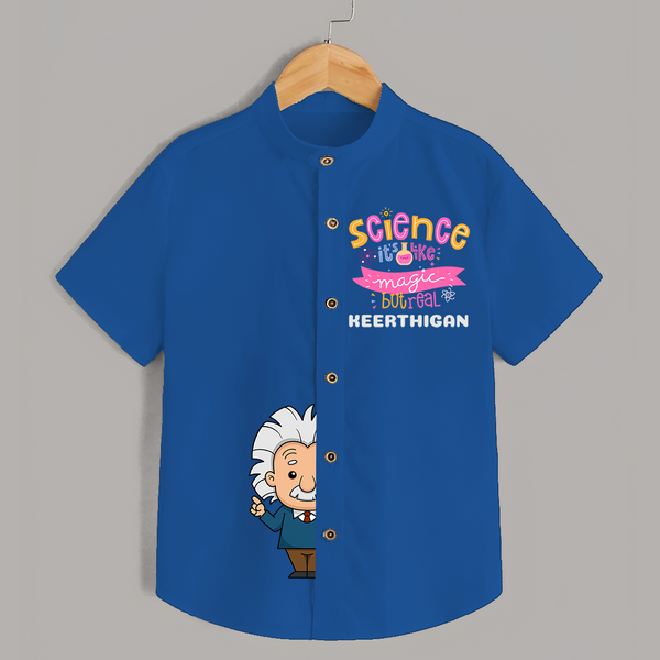 Science: It's Like Magic But Real Shirt | Personalized Shirt for Young Scientists - COBALT BLUE - 0 - 6 Months Old (Chest 23")