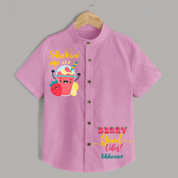 Shakin' Up Berry Good Vibes Shirt | Custom Shirt for Little Vibe Makers - BABY PINK - 0 - 6 Months Old (Chest 23")