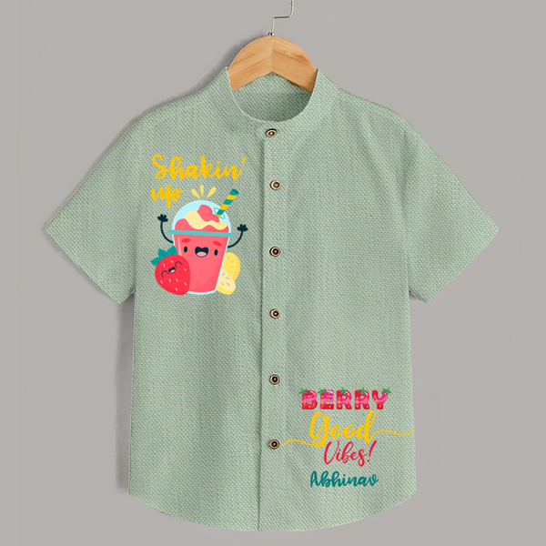 Shakin' Up Berry Good Vibes Shirt | Custom Shirt for Little Vibe Makers - MINT GREEN - 0 - 6 Months Old (Chest 23")