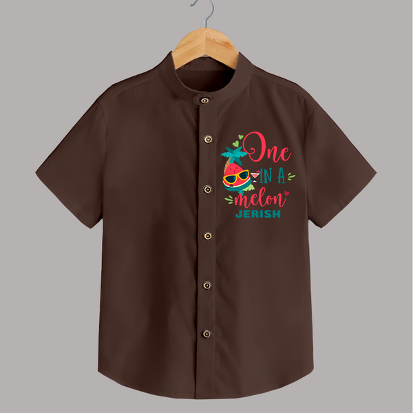One in a Melon Shirt | Personalized Shirt for Your Little Fruit Lover - CHOCOLATE BROWN - 0 - 6 Months Old (Chest 23")