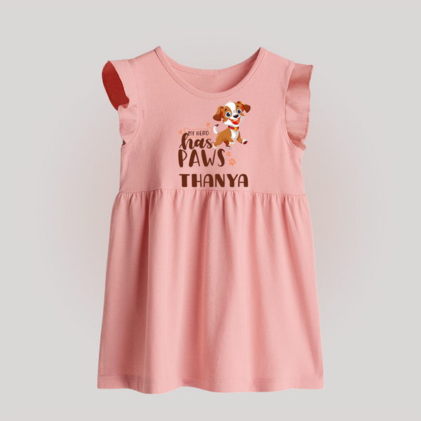 My Hero Has Paws Baby Frock | Personalized Baby Frock for Dog Lovers - BABY PINK - 0 - 3 Months Old (Chest 17")