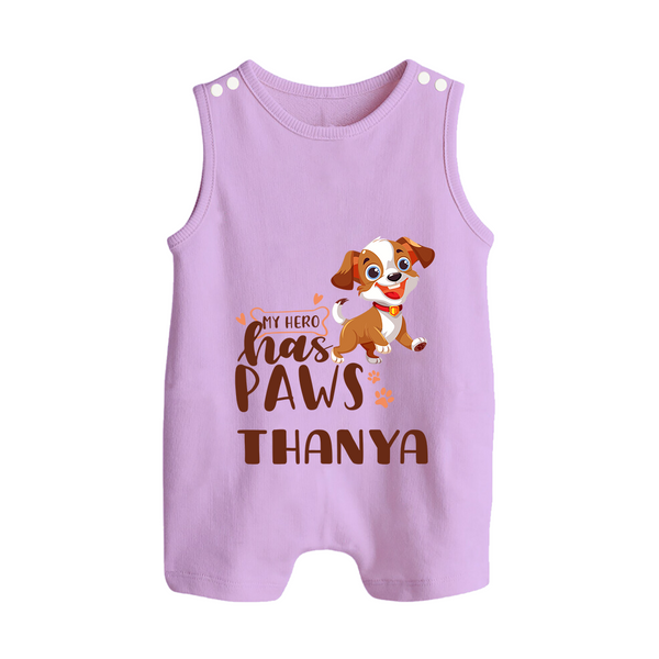 My Hero Has Paws Romper Suit/Sleeveless Romper | Personalized Baby Romper Suit/Sleeveless Romper for Dog Lovers - LILAC - 0 - 5 Months Old (Chest 18")