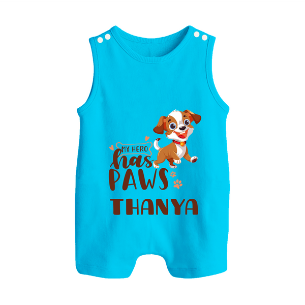 My Hero Has Paws Romper Suit/Sleeveless Romper | Personalized Baby Romper Suit/Sleeveless Romper for Dog Lovers - SKY BLUE - 0 - 5 Months Old (Chest 18")