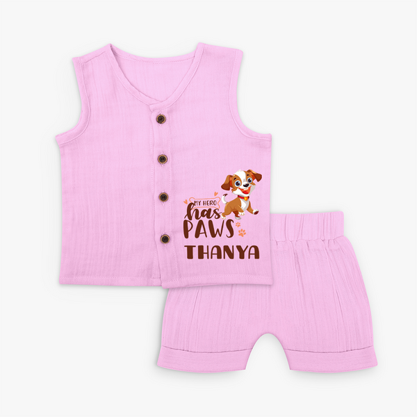 My Hero Has Paws Jabla Set | Personalized Baby Jabla Set for Dog Lovers - BABY PINK - 0 - 3 Months Old (Chest 9.8")