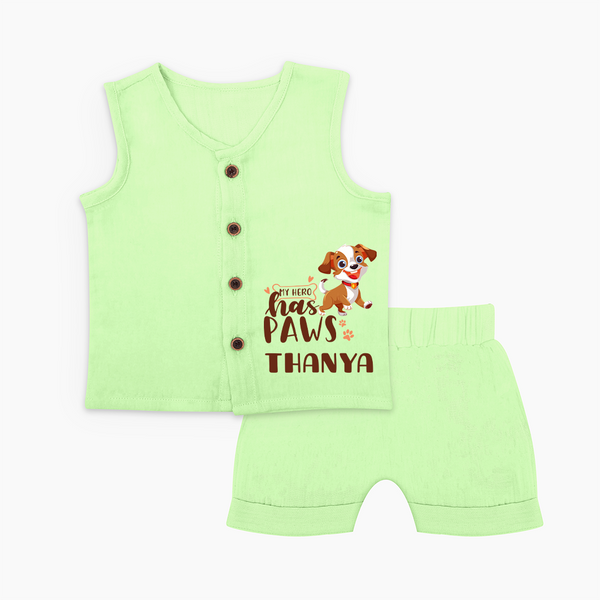 My Hero Has Paws Jabla Set | Personalized Baby Jabla Set for Dog Lovers - PASTEL GREEN - 0 - 3 Months Old (Chest 9.8")
