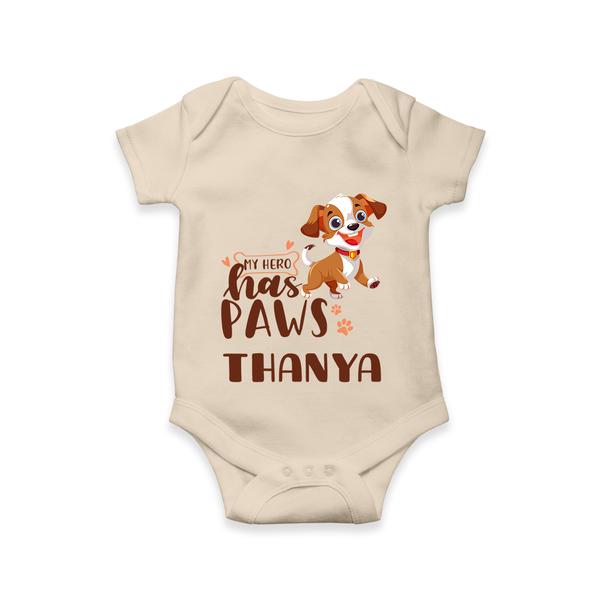 My Hero Has Paws Romper/onesie | Personalized Baby Romper/onesie for Dog Lovers - IVORY - New Born (Chest 14")