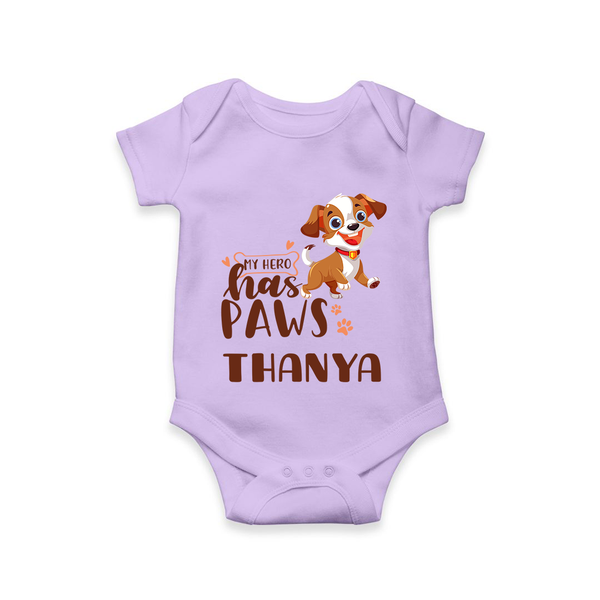 My Hero Has Paws Romper/onesie | Personalized Baby Romper/onesie for Dog Lovers - LILAC - New Born (Chest 14")