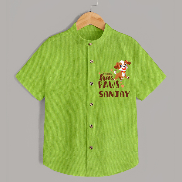 My Hero Has Paws Shirt | Personalized Baby Shirt for Dog Lovers - LIME GREEN - 0 - 6 Months Old (Chest 23")