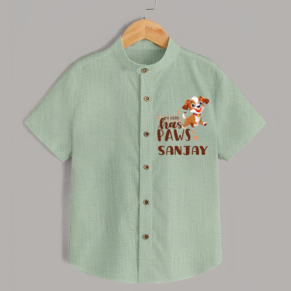 My Hero Has Paws Shirt | Personalized Baby Shirt for Dog Lovers - MINT GREEN - 0 - 6 Months Old (Chest 23")