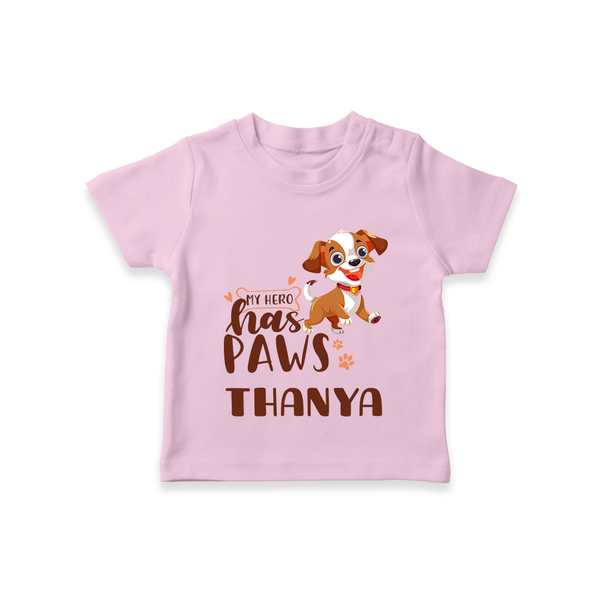 My Hero Has Paws T-shirt | Personalized Baby T-shirt for Dog Lovers - BABY PINK - 0-5 Months Old (Chest 17")
