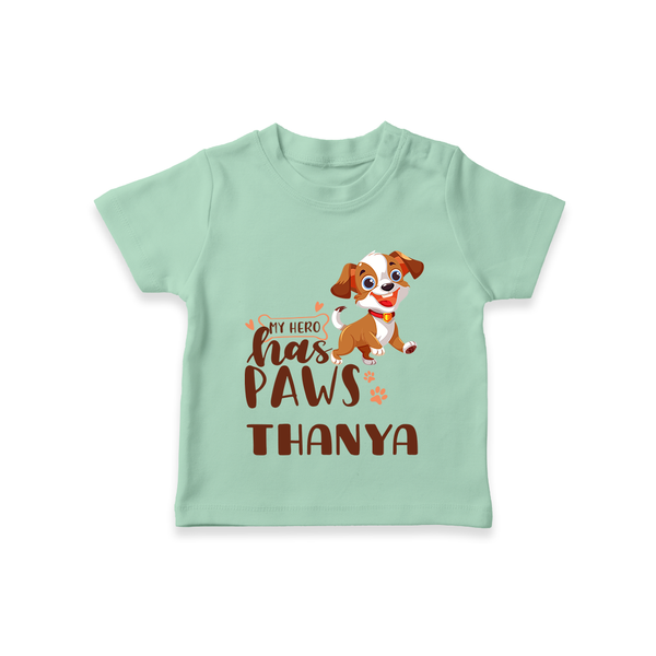 My Hero Has Paws T-shirt | Personalized Baby T-shirt for Dog Lovers - MINT GREEN - 0-5 Months Old (Chest 17")