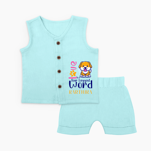 Love Is A Four Legged Word Jabla Set | Custom Baby Jabla Set for Pet Lovers - BABY BLUE - 0 - 3 Months Old (Chest 9.8")