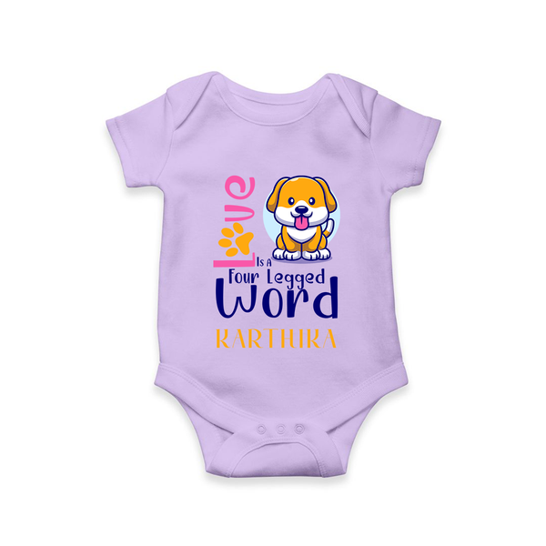 Love Is A Four Legged Word Romper/onesie | Custom Baby Romper/onesie for Pet Lovers - LILAC - New Born (Chest 14")