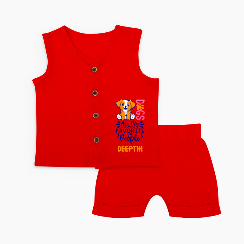 Dogs Are My Favorite People Jabla Set | Personalized Baby Jabla Set for Dog Lovers - RED - 0 - 3 Months Old (Chest 9.8")