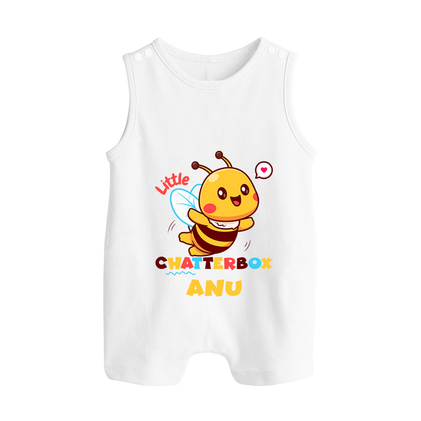Little Chatterbox Romper Suit/Sleeveless Romper | Custom Baby Romper Suit/Sleeveless Romper for Talkative Little Ones - WHITE - 0 - 5 Months Old (Chest 18")