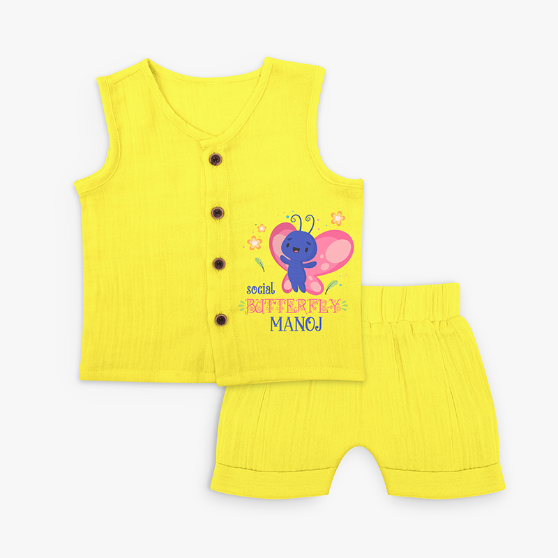 Social Butterfly - Cute Butterfly Jabla Set For Babies - YELLOW - 0 - 3 Months Old (Chest 9.8")