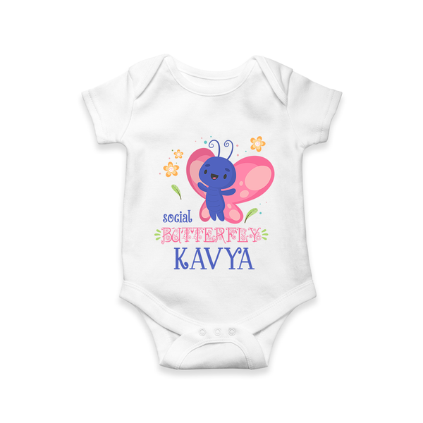 Social Butterfly Romper/onesie | Personalized Baby Romper/onesie for Social Kids - WHITE - New Born (Chest 14")