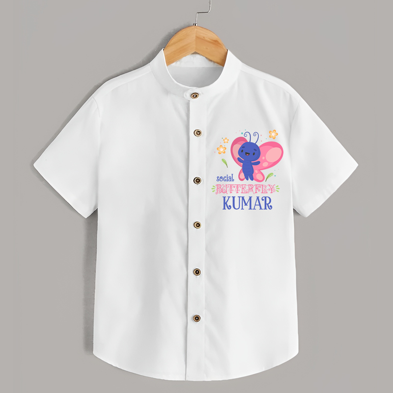 Social Butterfly Shirt | Personalized Baby Shirt for Social Kids - WHITE - 0 - 6 Months Old (Chest 23")