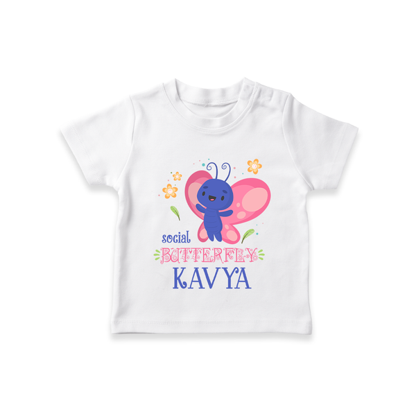 Social Butterfly T-shirt | Personalized Baby T-shirt for Social Kids - WHITE - 0-5 Months Old (Chest 17")