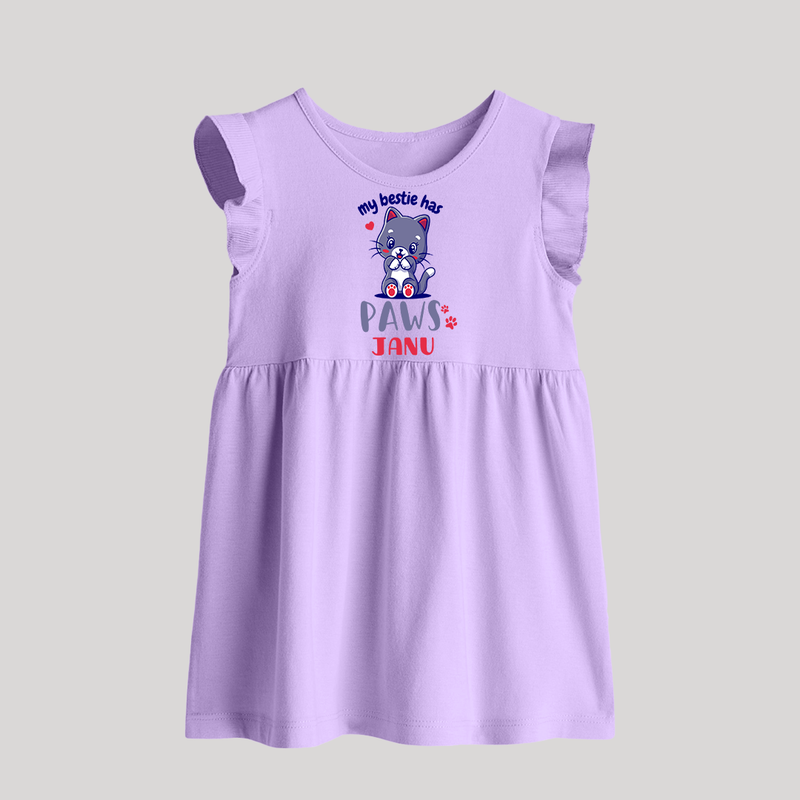 My Bestie Has Paws Baby Frock | Custom Baby Frock for Animal Lovers - LILAC - 0 - 3 Months Old (Chest 17")
