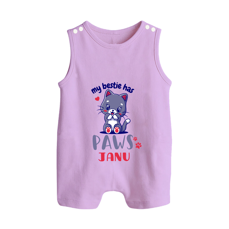 My Bestie Has Paws Romper Suit/Sleeveless Romper | Custom Baby Romper Suit/Sleeveless Romper for Animal Lovers - LILAC - 0 - 5 Months Old (Chest 18")