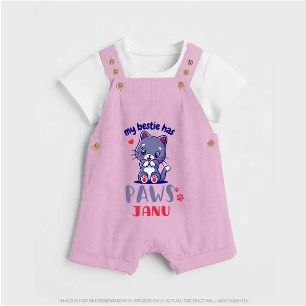 My Bestie Has Paws Dungaree Set | Custom Baby Dungaree Set for Animal Lovers - BABY PINK - 0 - 5 Months Old (Chest 18")