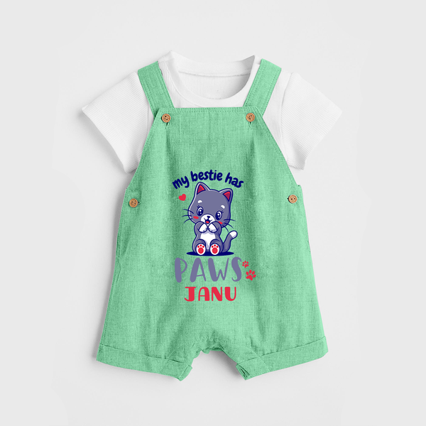 My Bestie Has Paws Dungaree Set | Custom Baby Dungaree Set for Animal Lovers - GREEN - 0 - 5 Months Old (Chest 18")