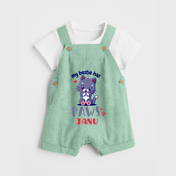 My Bestie Has Paws Dungaree Set | Custom Baby Dungaree Set for Animal Lovers - MINT GREEN - 0 - 5 Months Old (Chest 18")