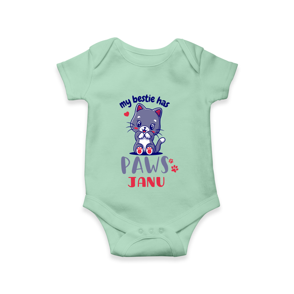 My Bestie Has Paws Romper/onesie | Custom Baby Romper/onesie for Animal Lovers - MINT GREEN - New Born (Chest 14")