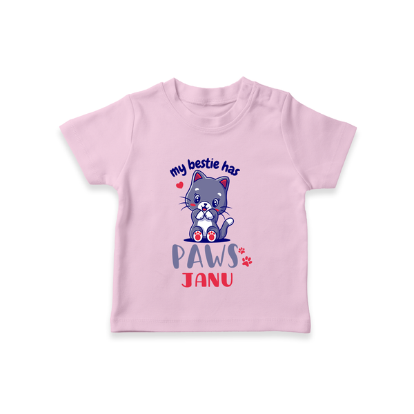 My Bestie Has Paws T-shirt | Custom Baby T-shirt for Animal Lovers - BABY PINK - 0-5 Months Old (Chest 17")
