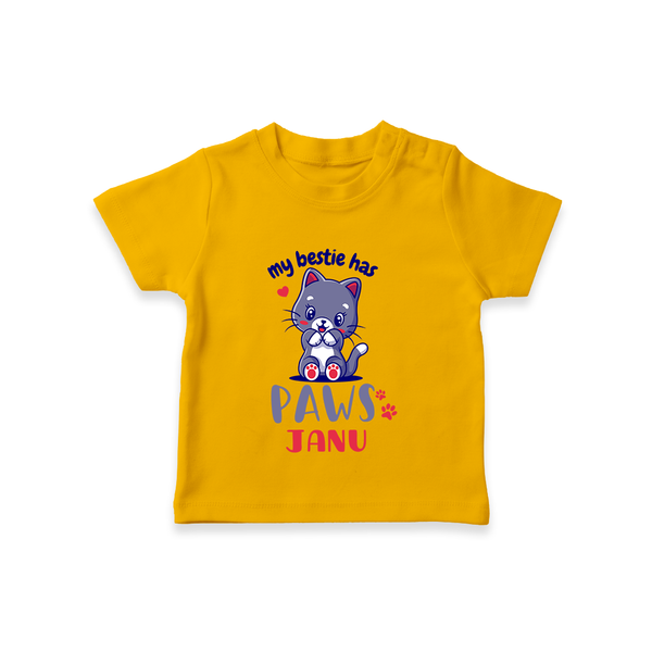 My Bestie Has Paws T-shirt | Custom Baby T-shirt for Animal Lovers - CHROME YELLOW - 0-5 Months Old (Chest 17")