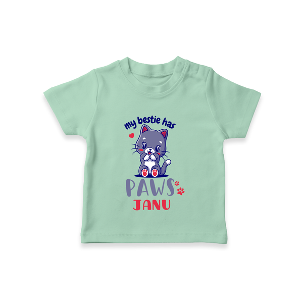 My Bestie Has Paws T-shirt | Custom Baby T-shirt for Animal Lovers - MINT GREEN - 0-5 Months Old (Chest 17")