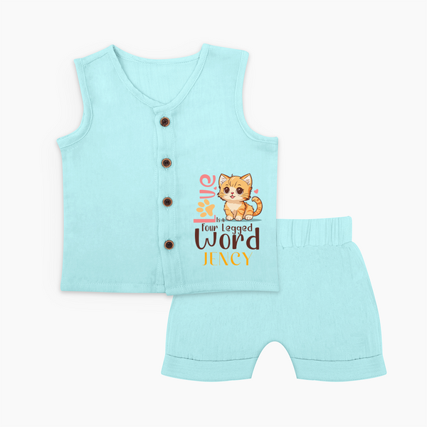 Love Is A Four Legged Word Jabla Set | Custom Baby Jabla Set for Pet Enthusiasts - BABY BLUE - 0 - 3 Months Old (Chest 9.8")