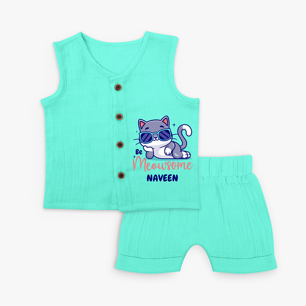 Be Meowsome - Cool Cat Jabla Set For Babies - AQUA GREEN - 0 - 3 Months Old (Chest 9.8")