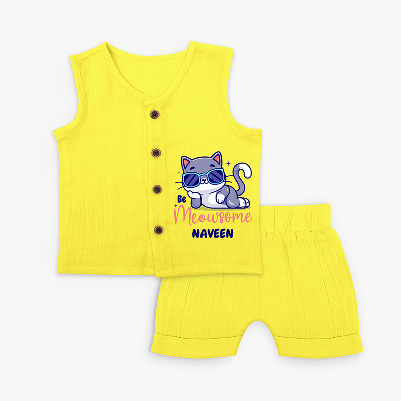 Be Meowsome - Cool Cat Jabla Set For Babies - YELLOW - 0 - 3 Months Old (Chest 9.8")