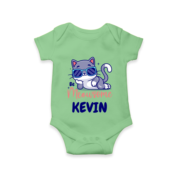 Be Meowsome Romper/onesie | Personalized Baby Romper/onesie for Cat Lovers - GREEN - New Born (Chest 14")