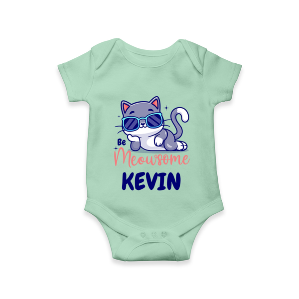 Be Meowsome Romper/onesie | Personalized Baby Romper/onesie for Cat Lovers - MINT GREEN - New Born (Chest 14")