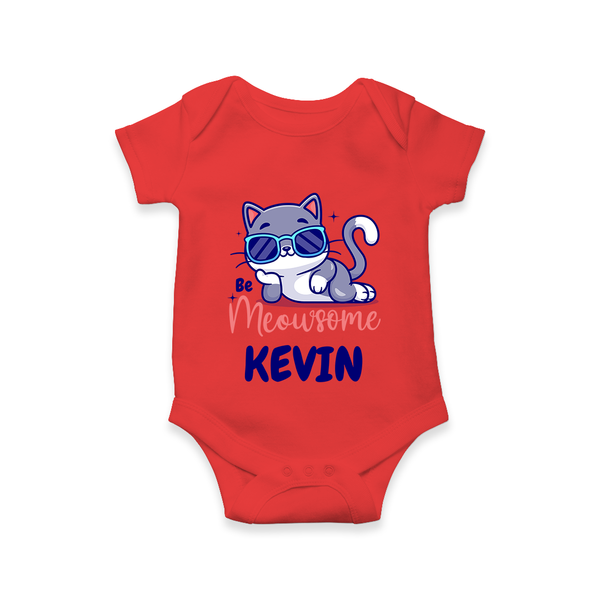 Be Meowsome Romper/onesie | Personalized Baby Romper/onesie for Cat Lovers - RED - New Born (Chest 14")